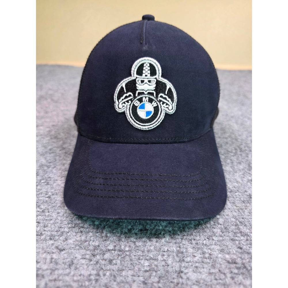 BMW Motorrad Trucker Hat‎ Mens OSFA Navy Blue Black Snapback Mesh Cap